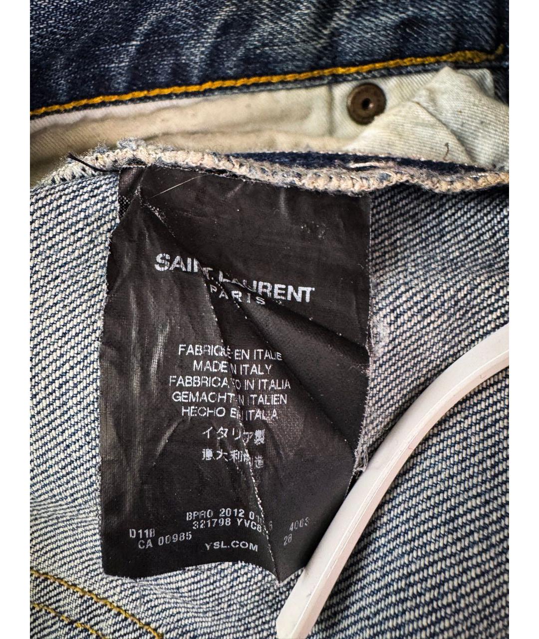 SAINT LAURENT Голубые хлопковые джинсы слим, фото 6