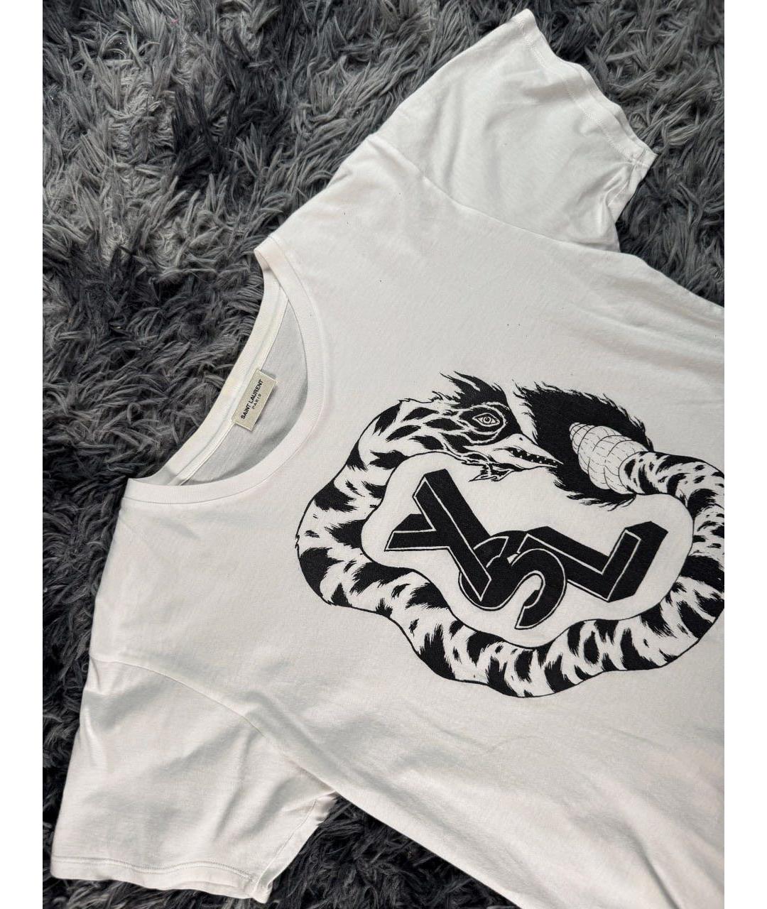 SAINT LAURENT Белая хлопковая футболка, фото 2