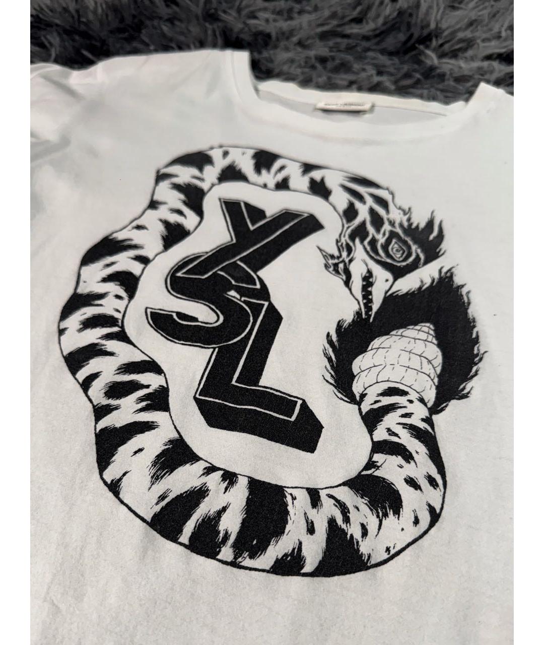 SAINT LAURENT Белая хлопковая футболка, фото 4