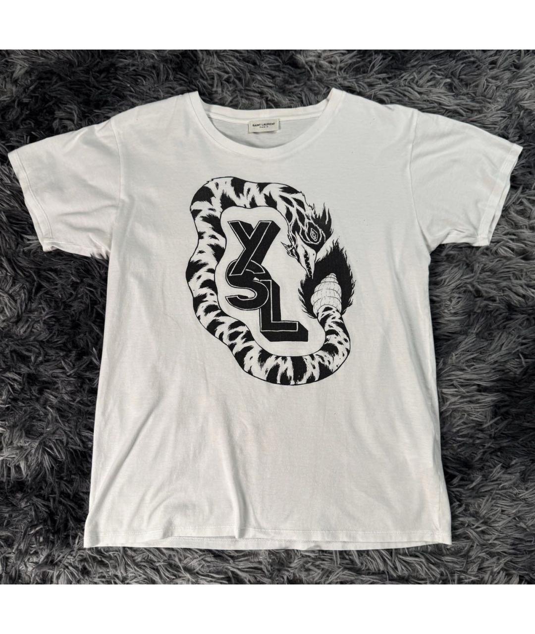 SAINT LAURENT Белая хлопковая футболка, фото 7