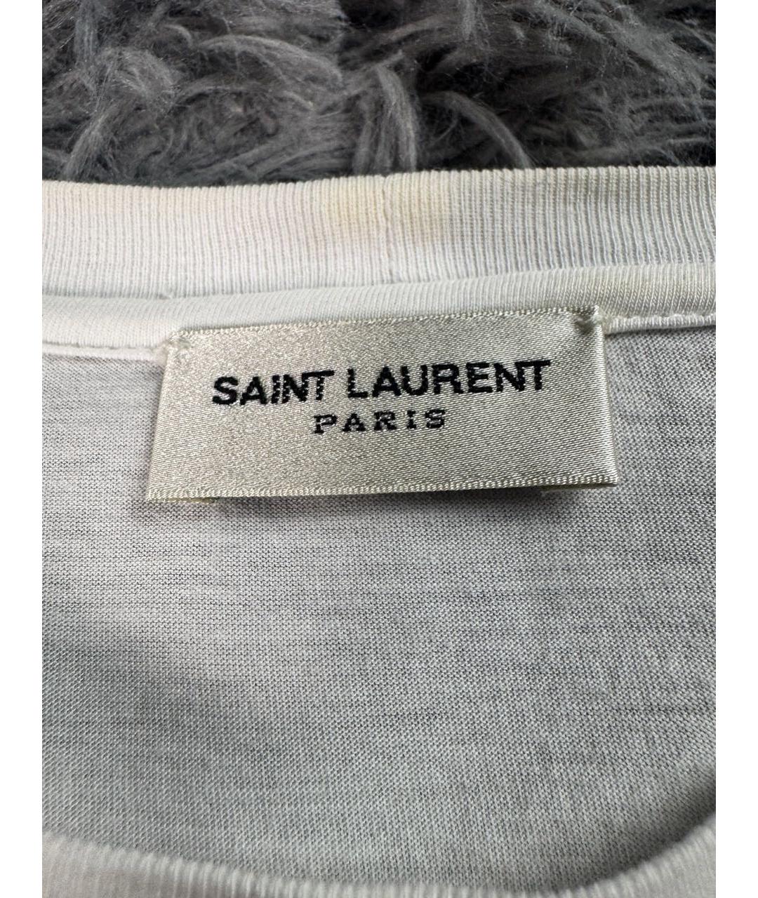 SAINT LAURENT Белая хлопковая футболка, фото 5