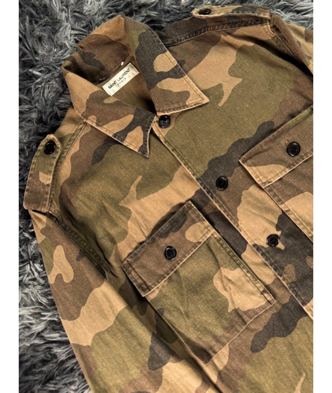 SAINT LAURENT Хаки хлопковая куртка, фото 4