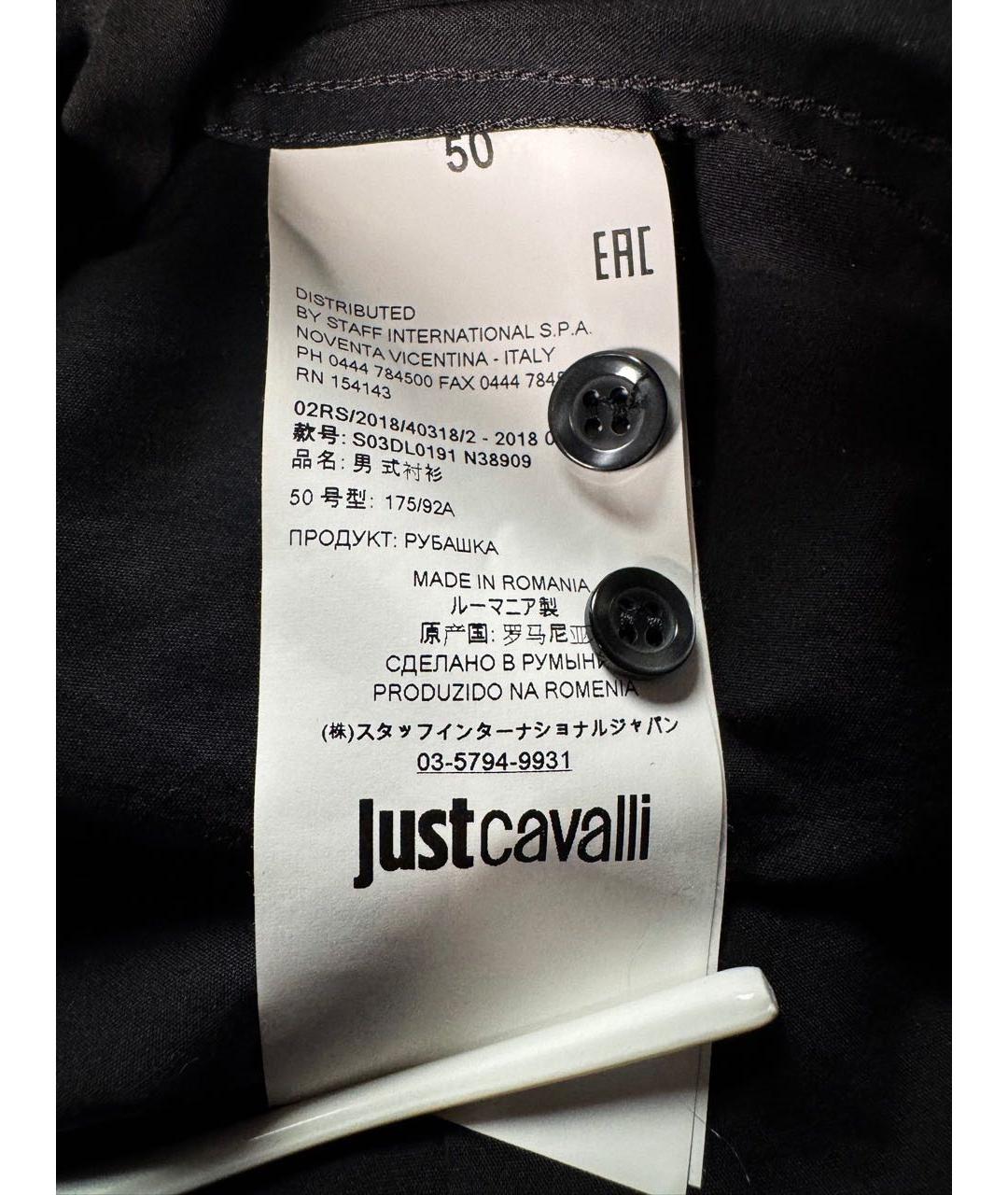 JUST CAVALLI Черная хлопковая кэжуал рубашка, фото 4