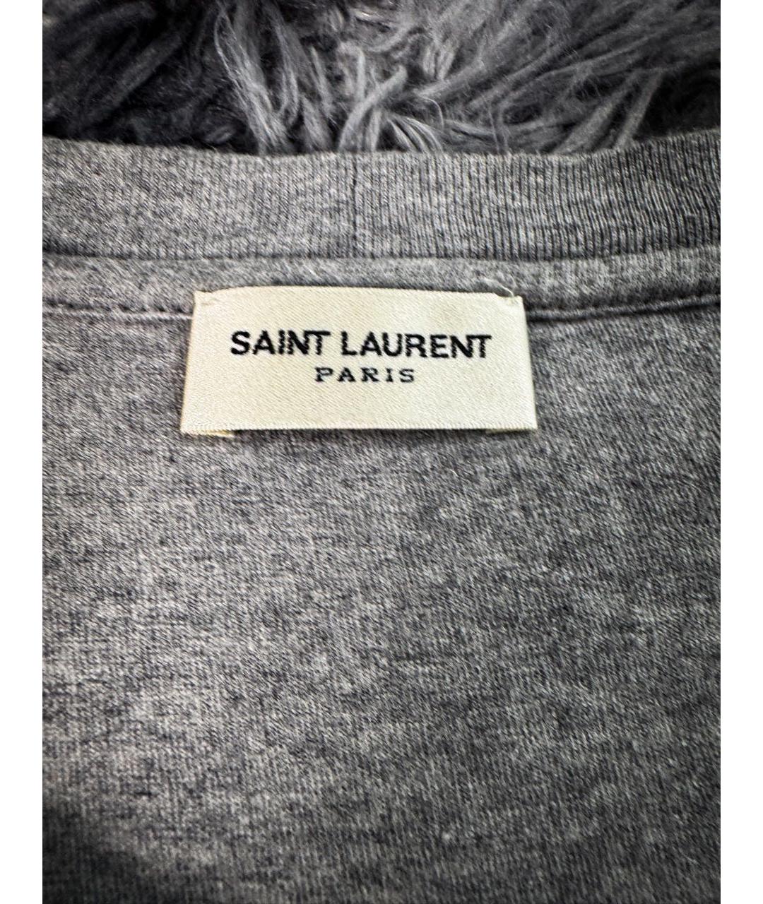 SAINT LAURENT Серая хлопковая футболка, фото 7