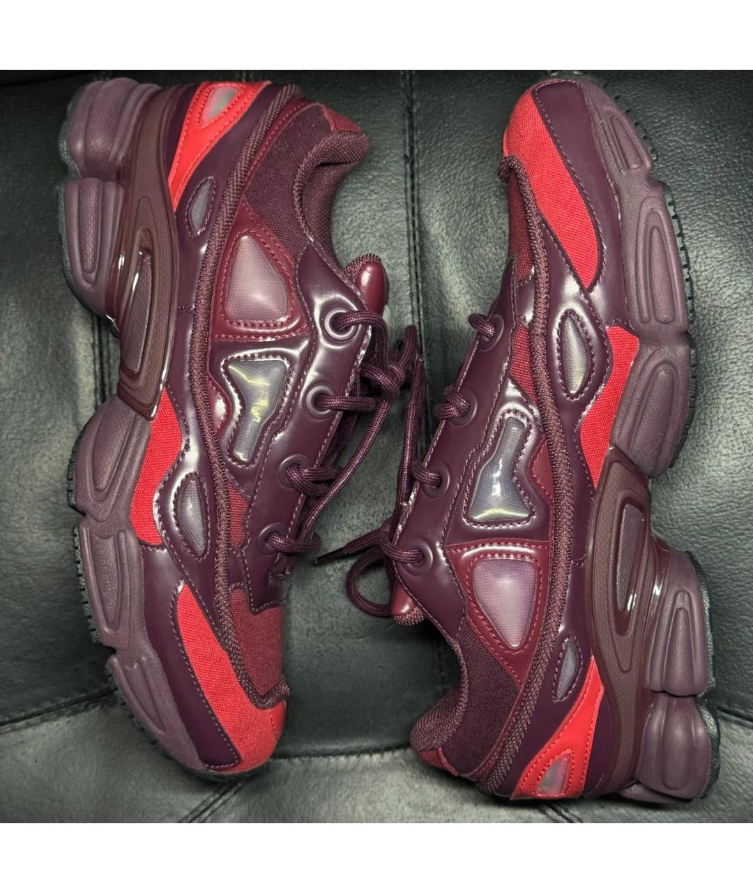 ADIDAS X RAF SIMONS Бордовые текстильные низкие кроссовки / кеды, фото 3