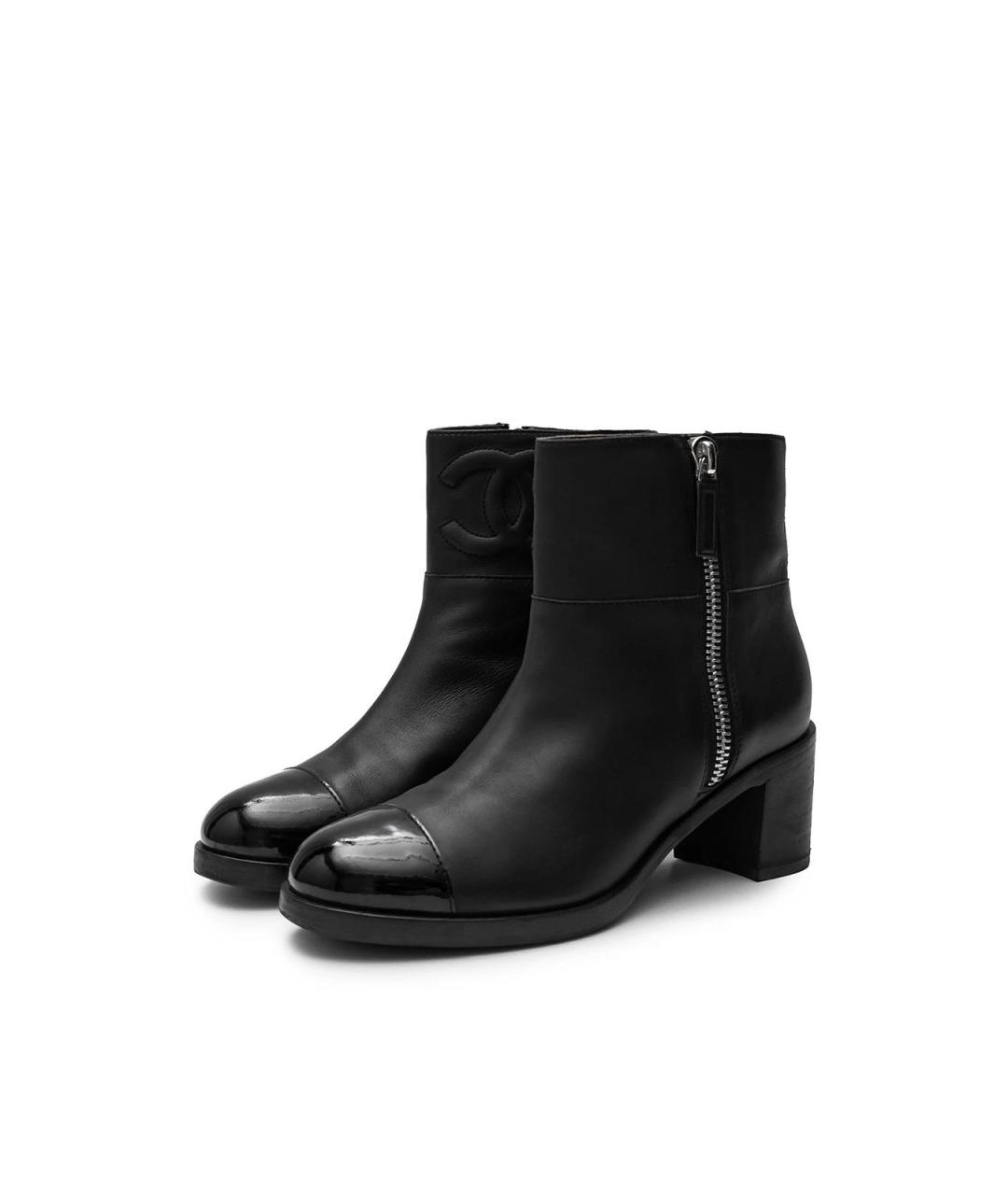 CHANEL Черные кожаные ботинки, фото 2