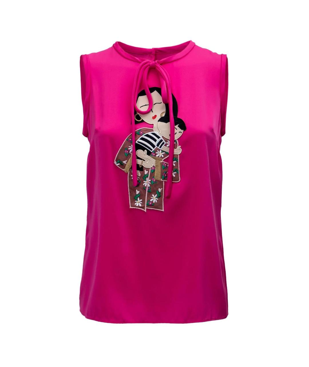 DOLCE&GABBANA Розовая шелковая футболка, фото 1