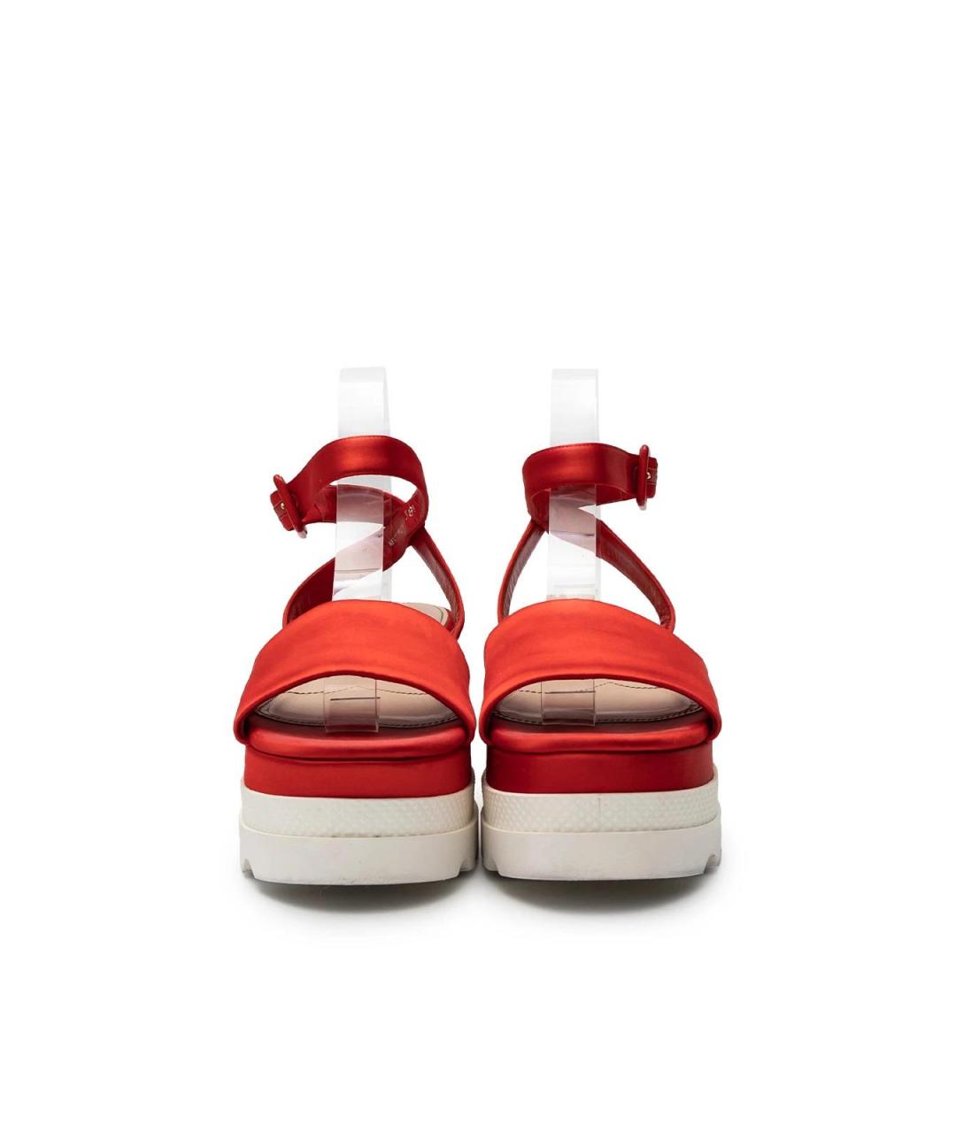 MIU MIU Красные текстильные босоножки, фото 4