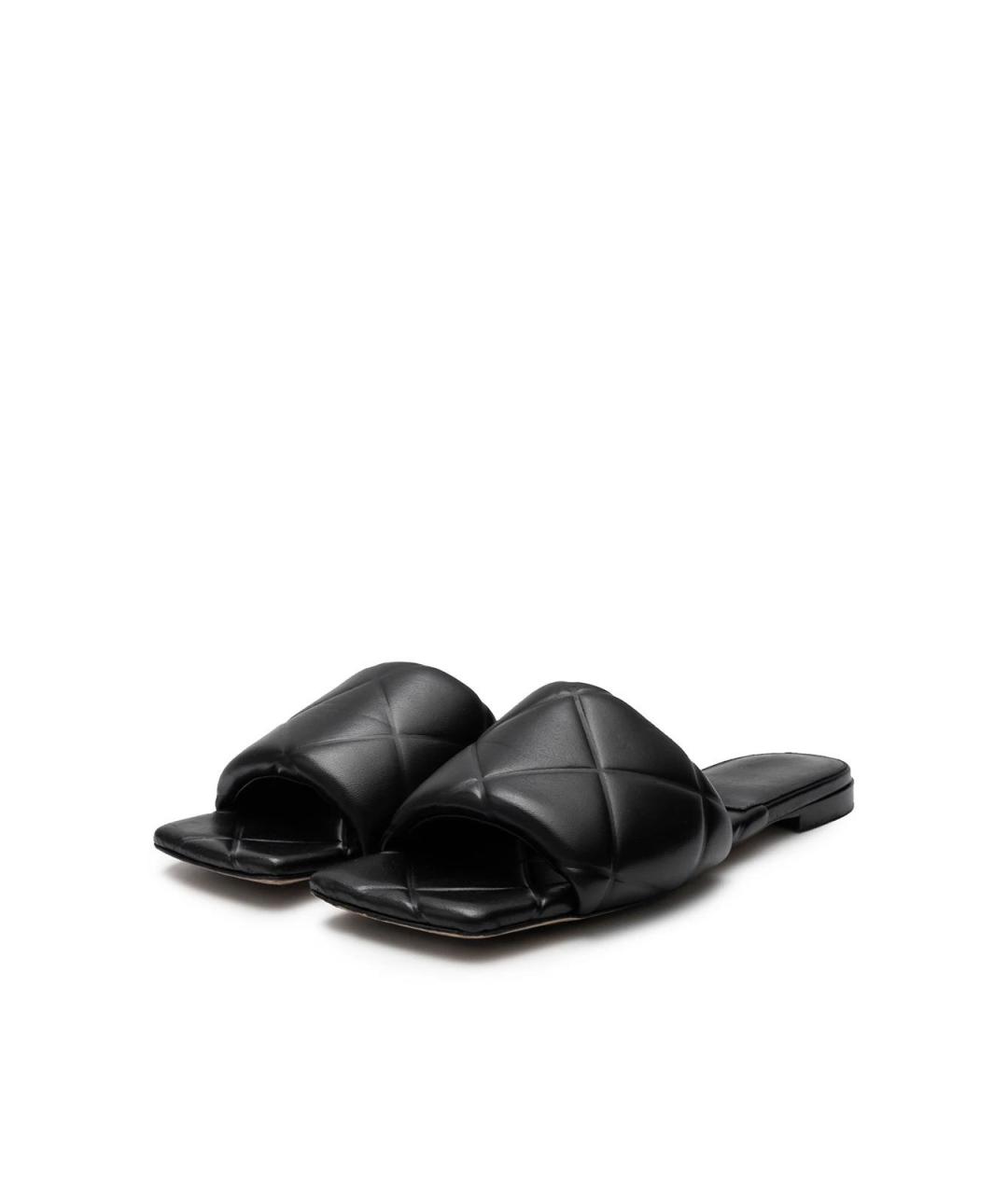 BOTTEGA VENETA Черные кожаные шлепанцы, фото 2