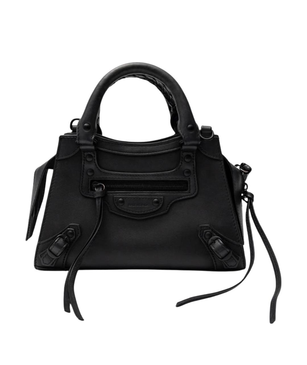 BALENCIAGA Черная кожаная сумка с короткими ручками, фото 1