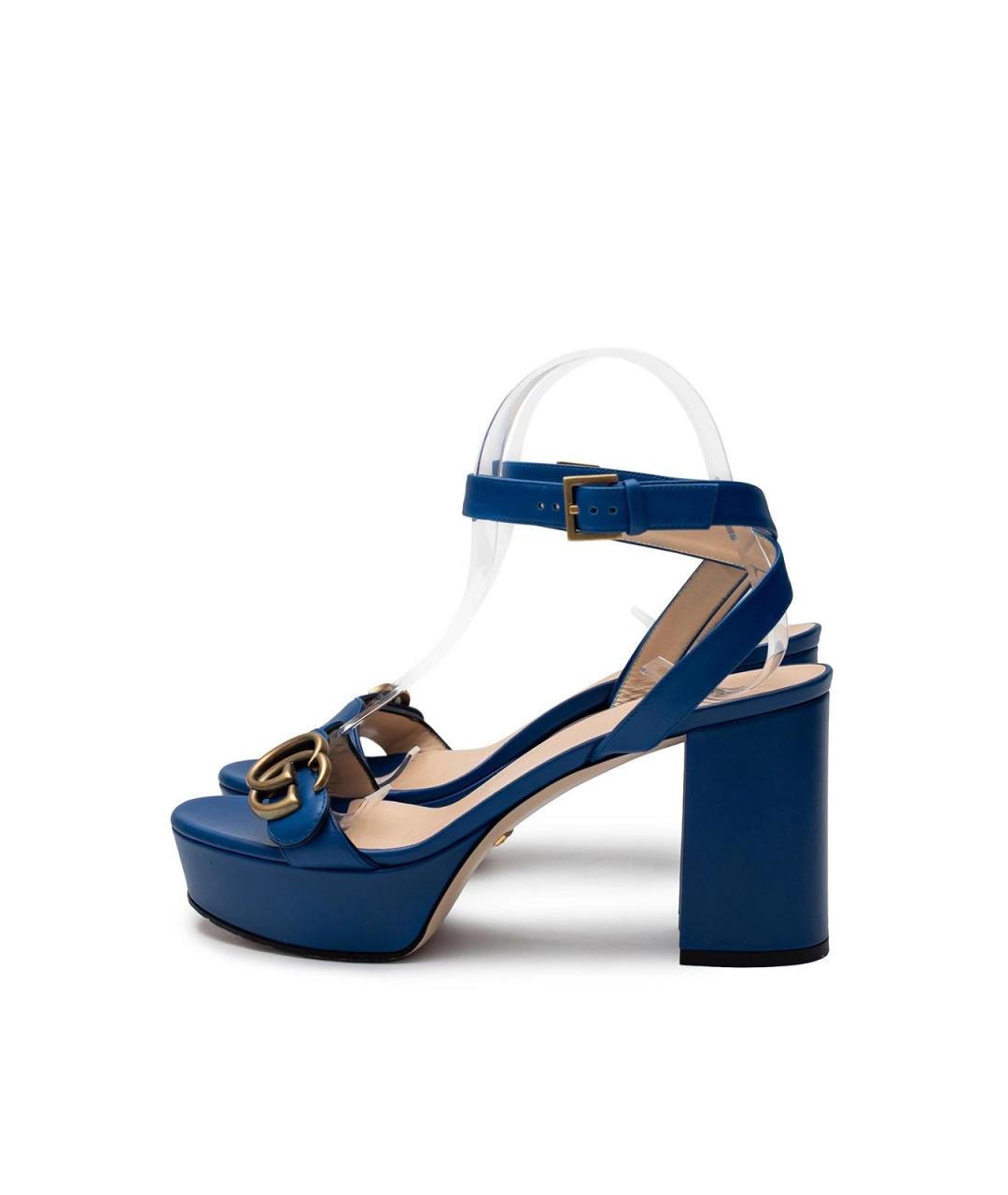 GUCCI Синие кожаные босоножки, фото 5