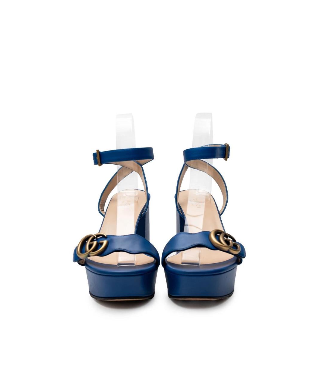GUCCI Синие кожаные босоножки, фото 4