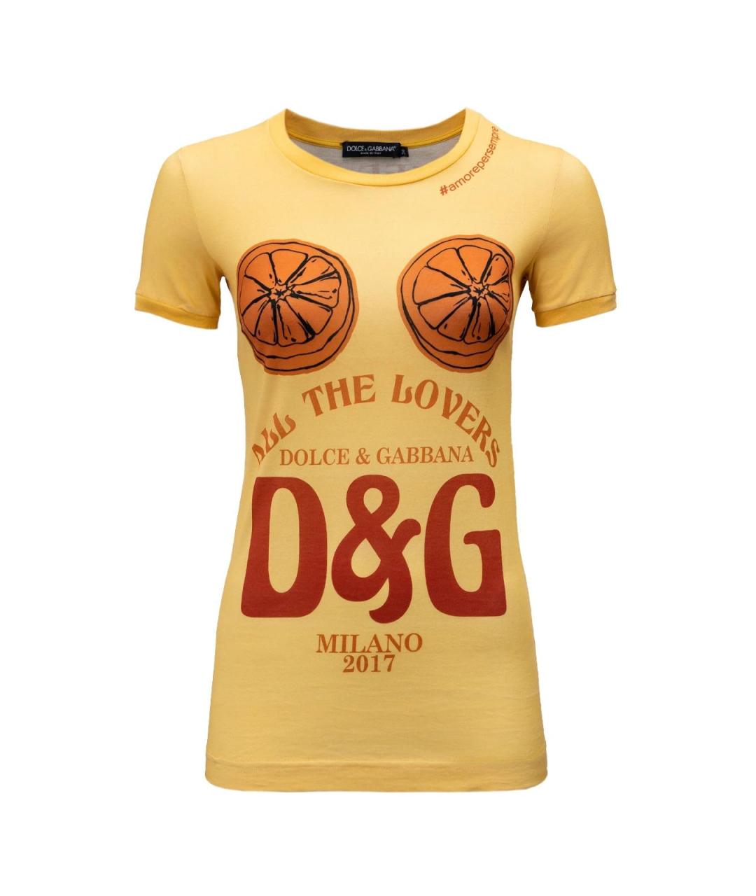 DOLCE&GABBANA Желтая хлопковая футболка, фото 1