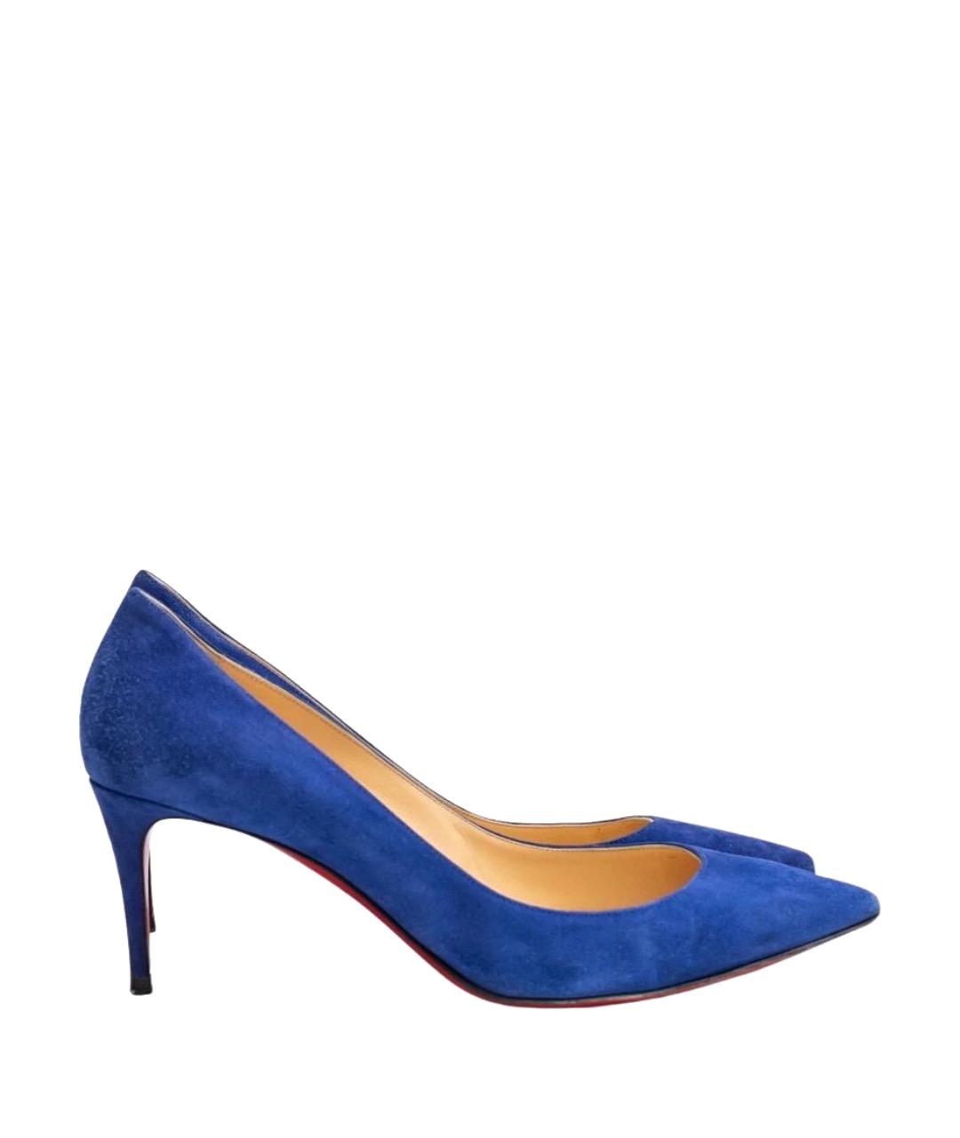 CHRISTIAN LOUBOUTIN Синие замшевые туфли, фото 1