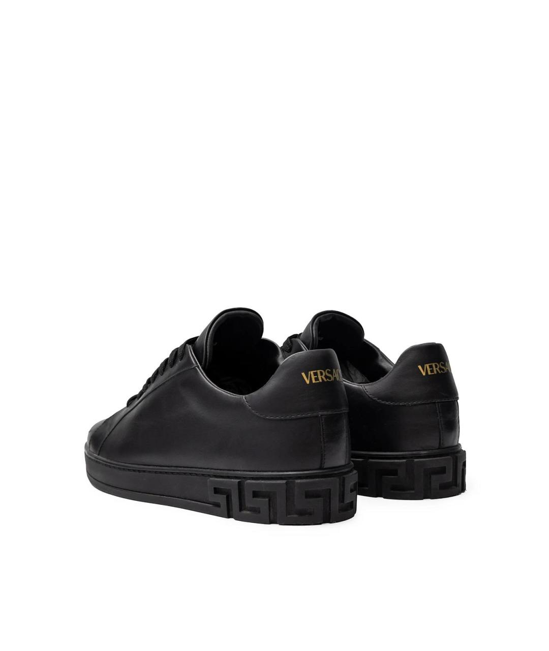 VERSACE Черные кожаные кеды, фото 4