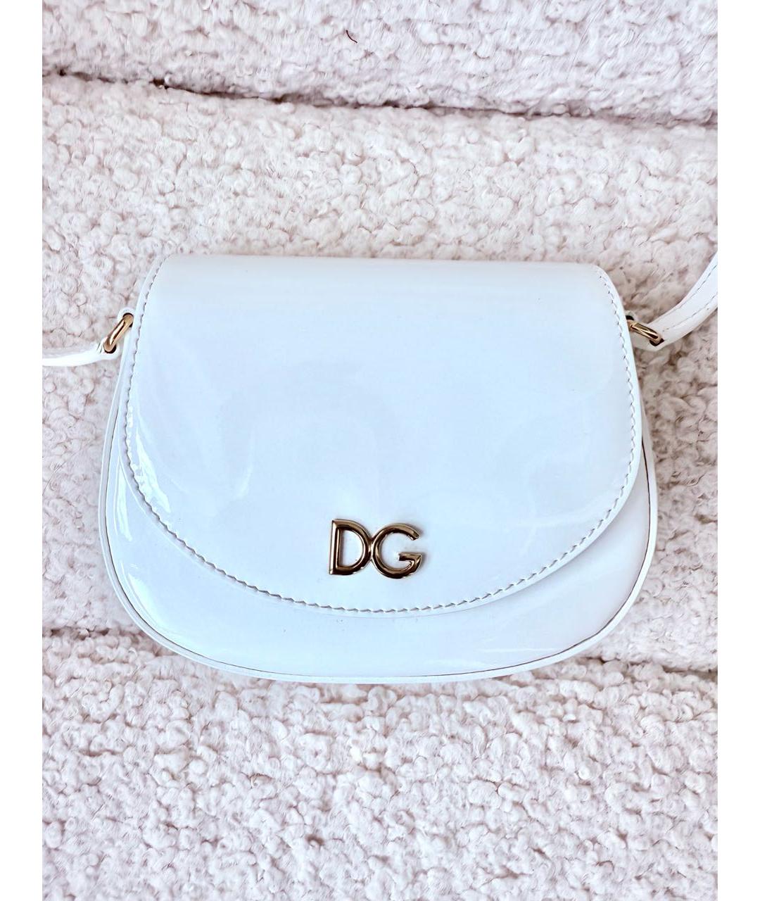 DOLCE&GABBANA Белая кожаная сумка через плечо, фото 4