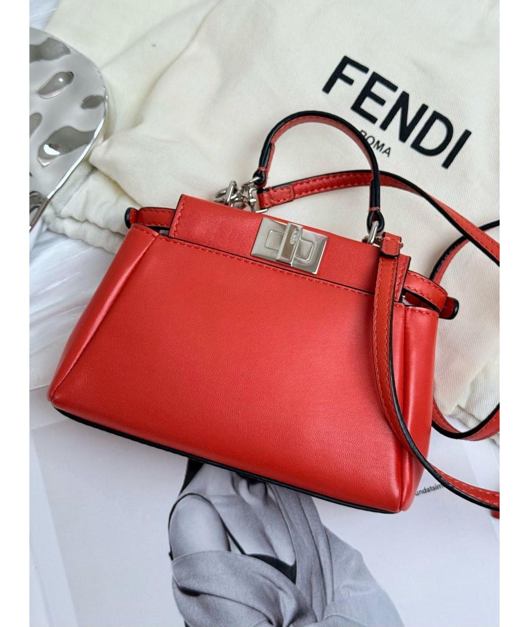 FENDI Красная кожаная сумка с короткими ручками, фото 2