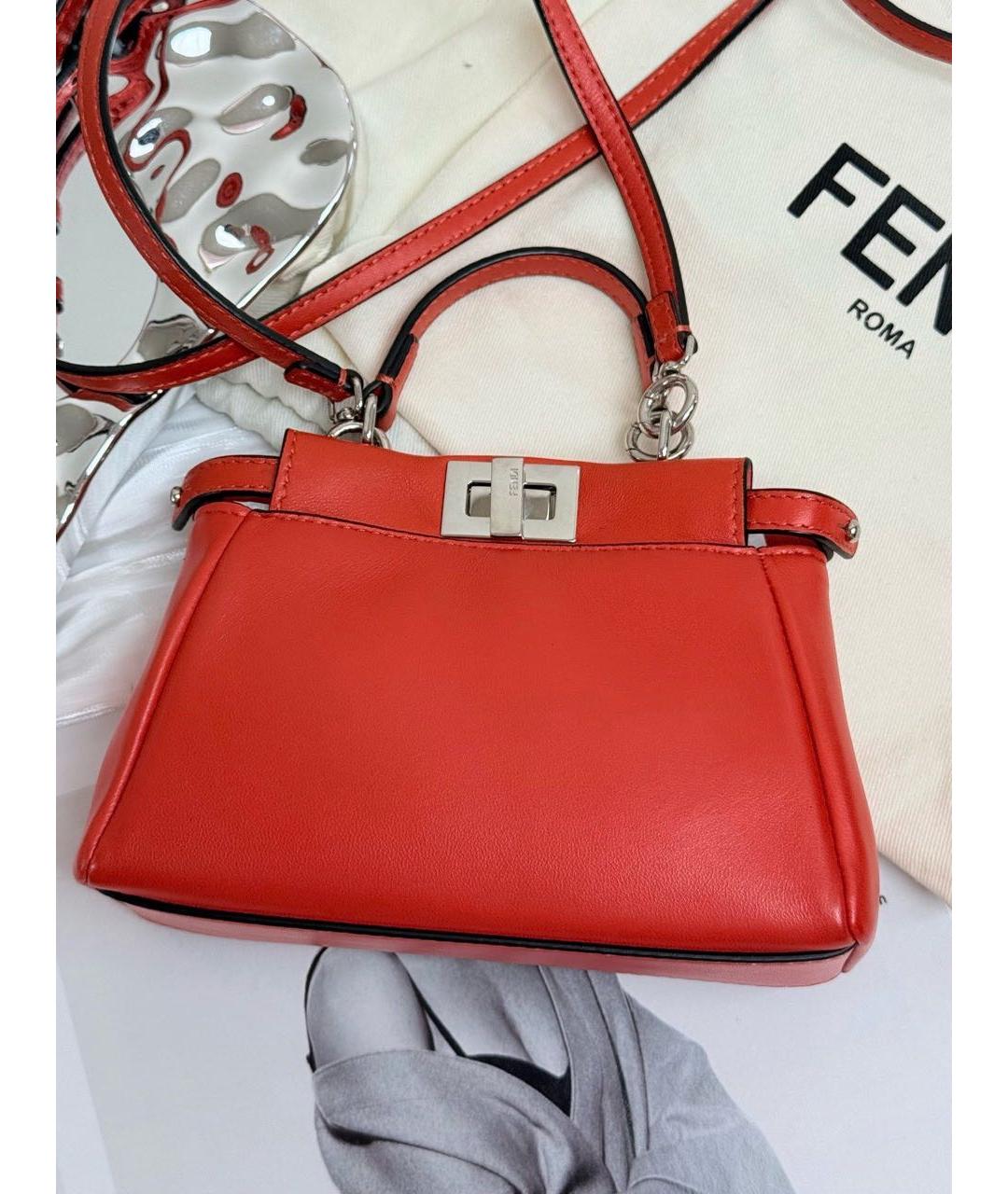 FENDI Красная кожаная сумка с короткими ручками, фото 4
