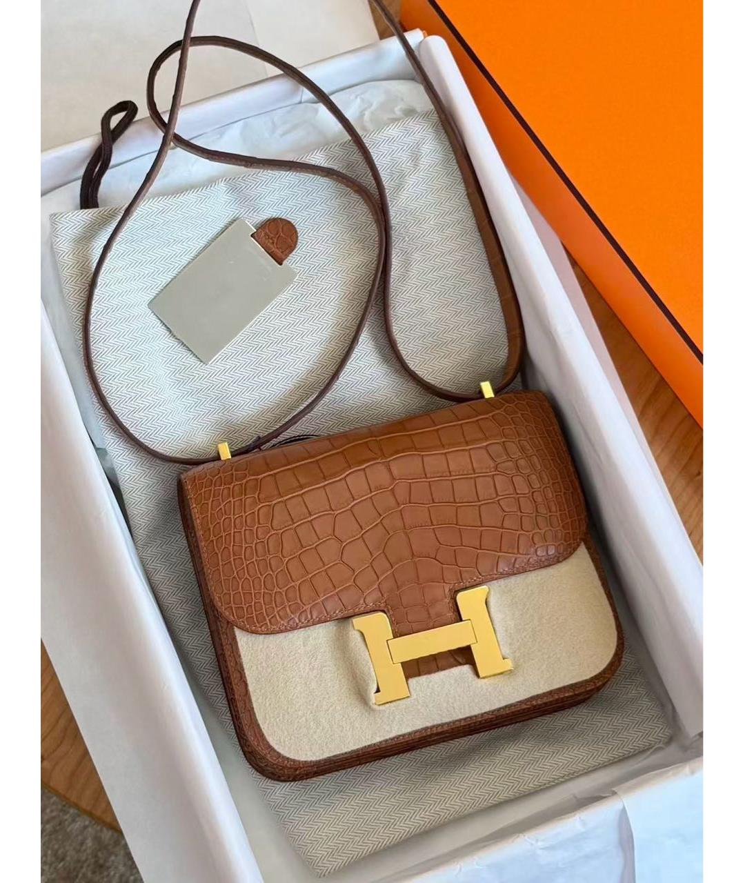HERMES Коричневая сумка через плечо из экзотической кожи, фото 2