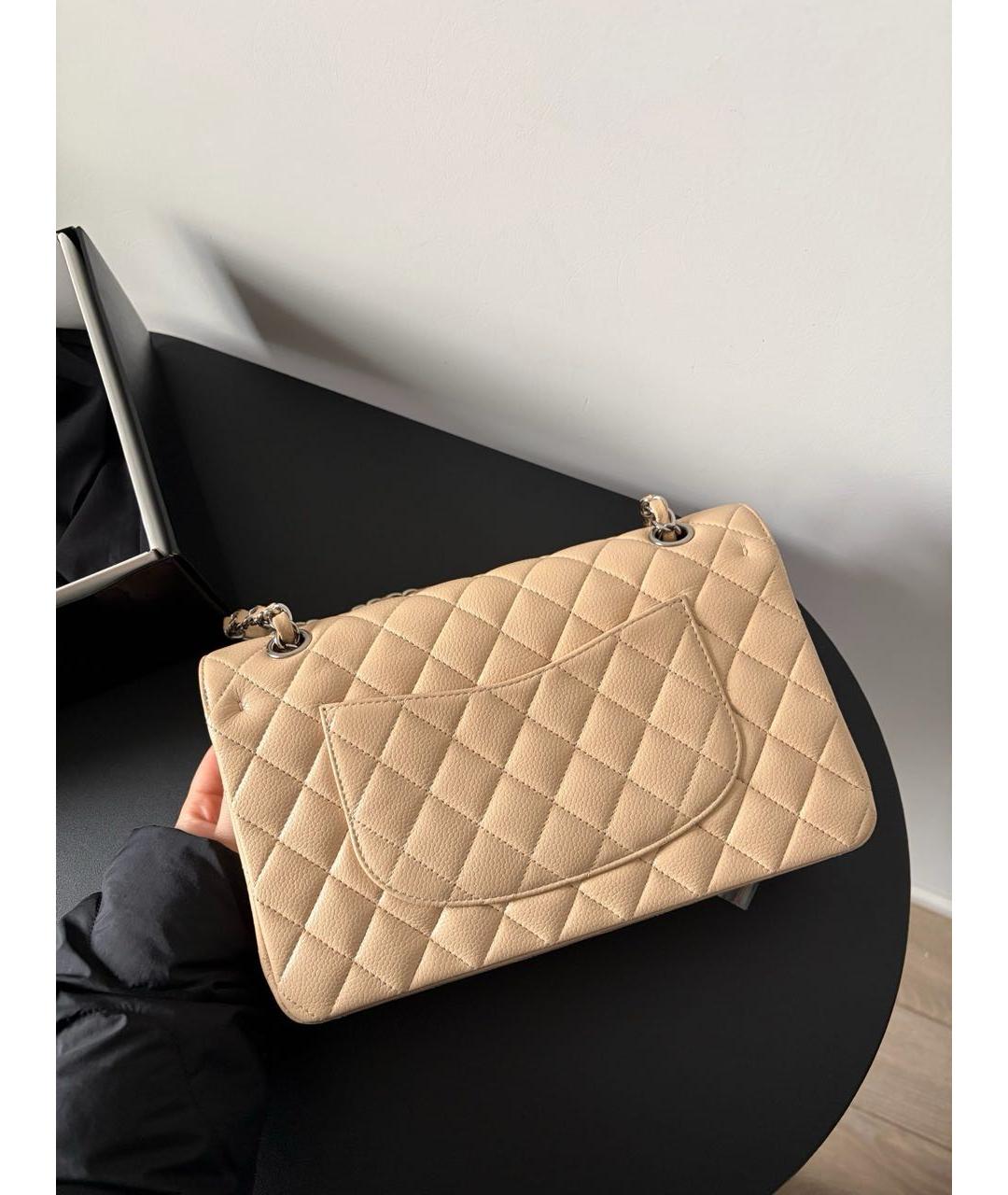 CHANEL Бежевая кожаная сумка через плечо, фото 5