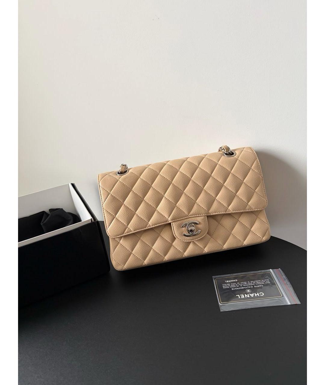 CHANEL Бежевая кожаная сумка через плечо, фото 9