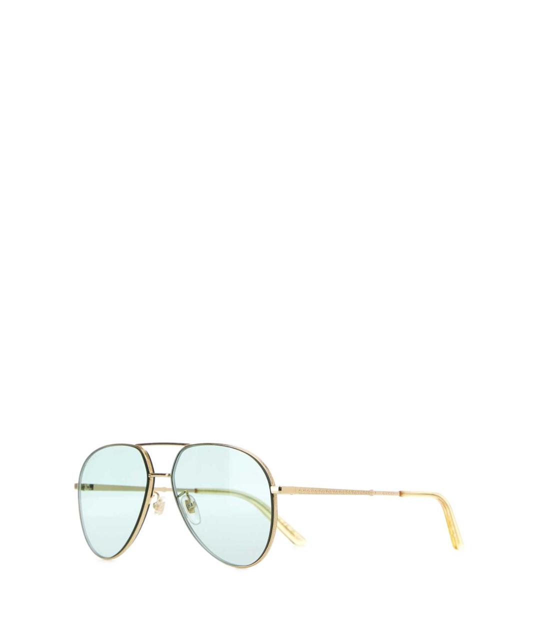 GUCCI Золотые металлические солнцезащитные очки, фото 2