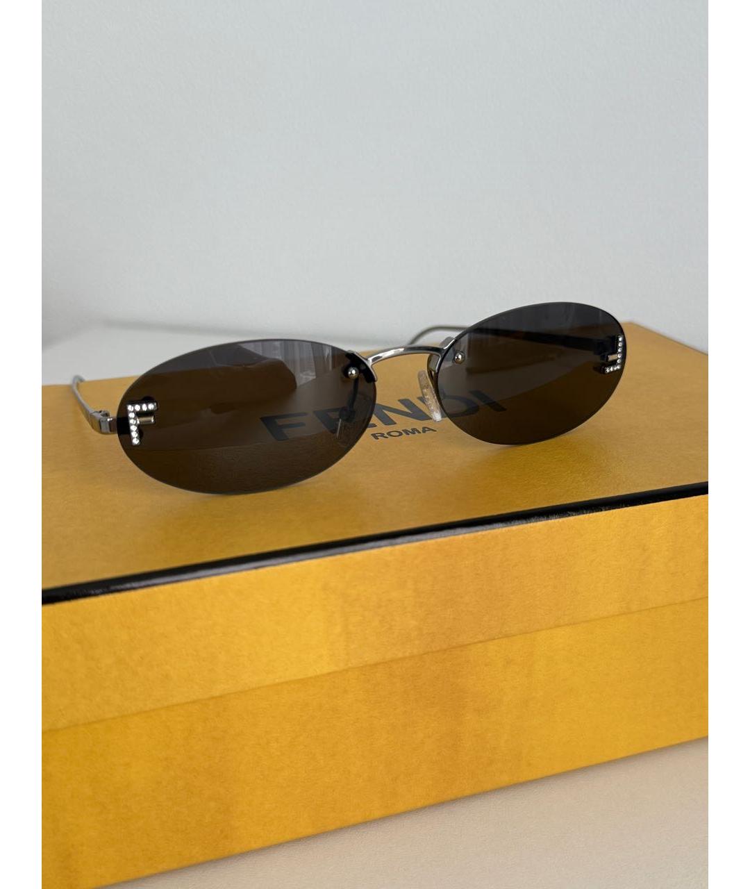 FENDI Черные металлические солнцезащитные очки, фото 2