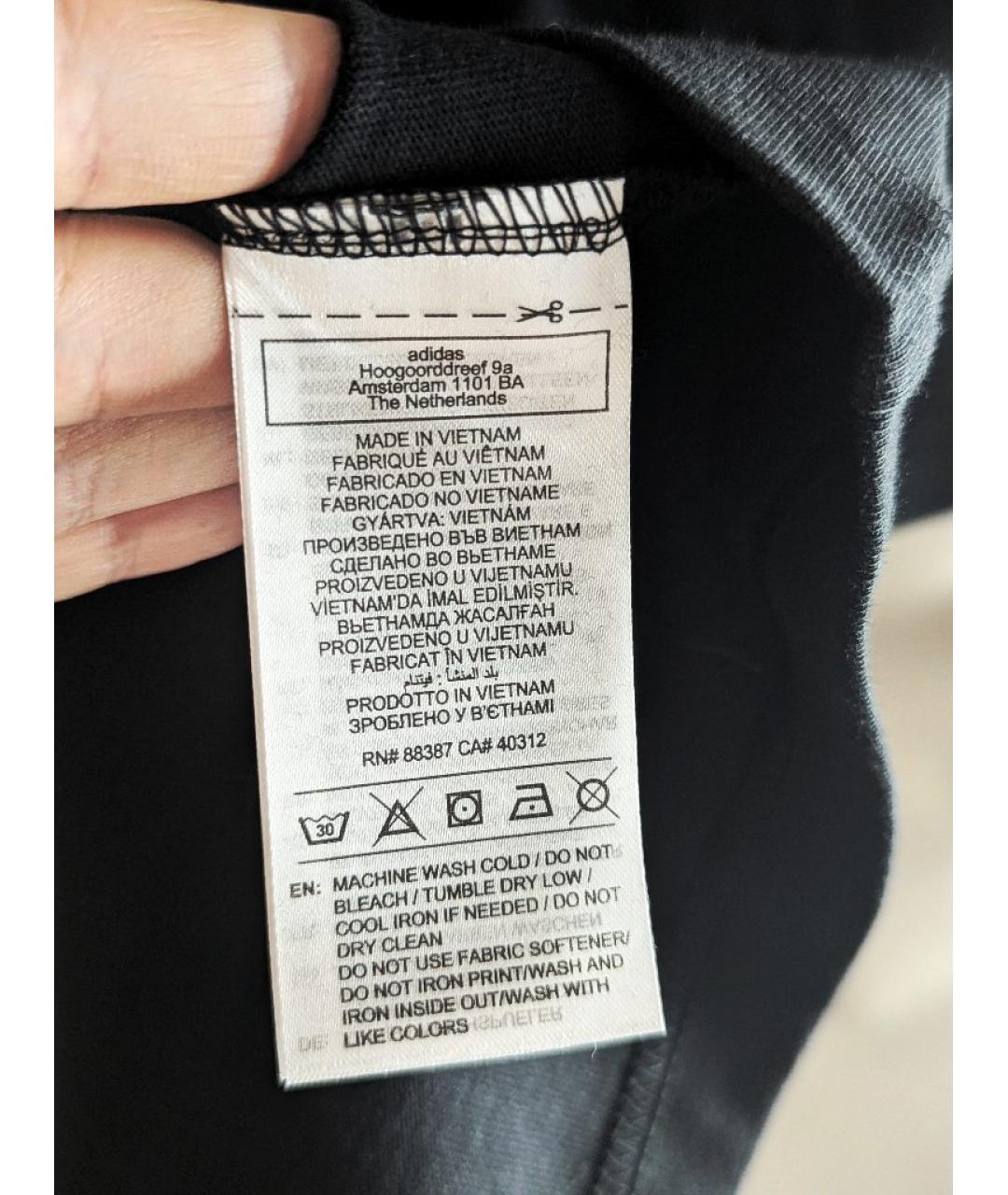 ADIDAS Черная хлопковая футболка, фото 3