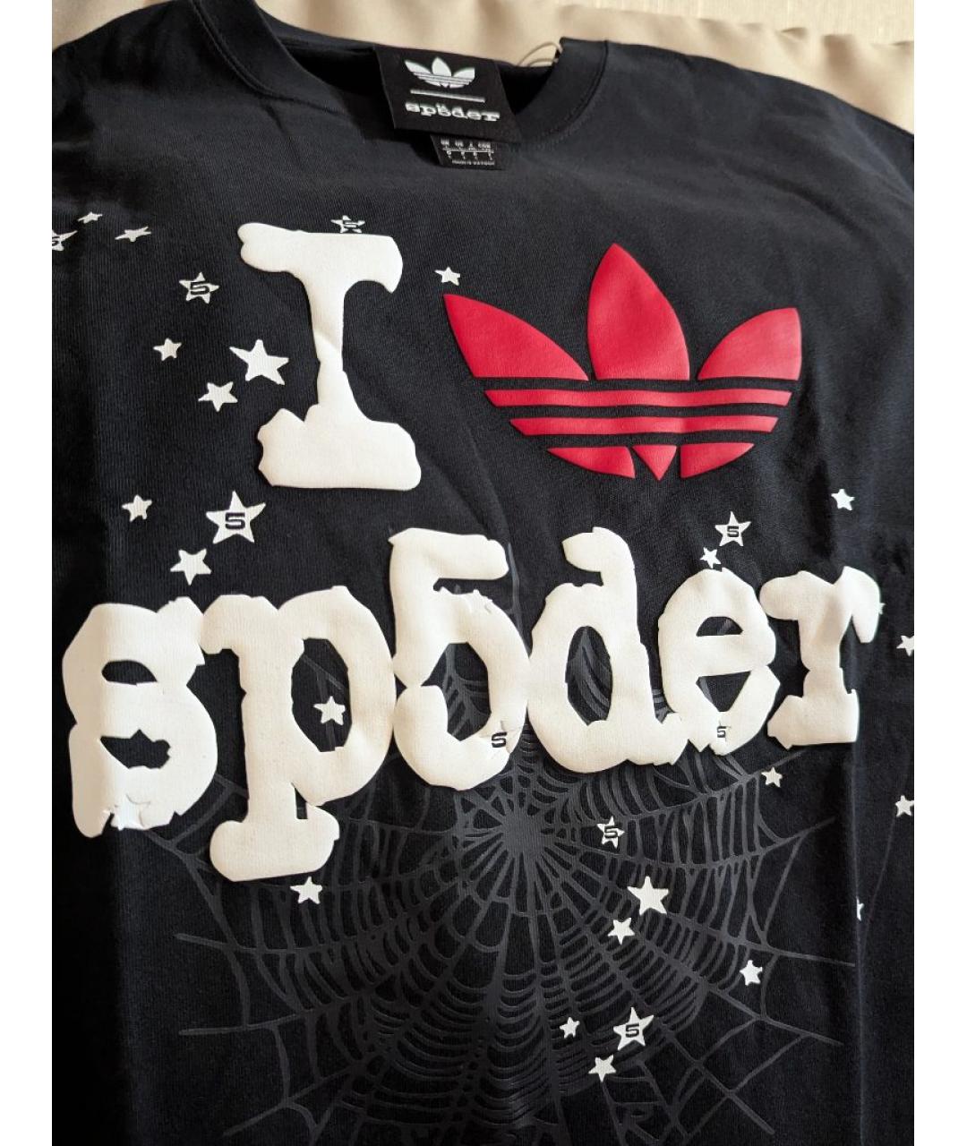 ADIDAS Черная хлопковая футболка, фото 2