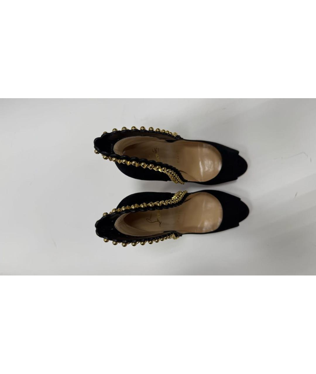CHRISTIAN LOUBOUTIN Черные замшевые босоножки, фото 2