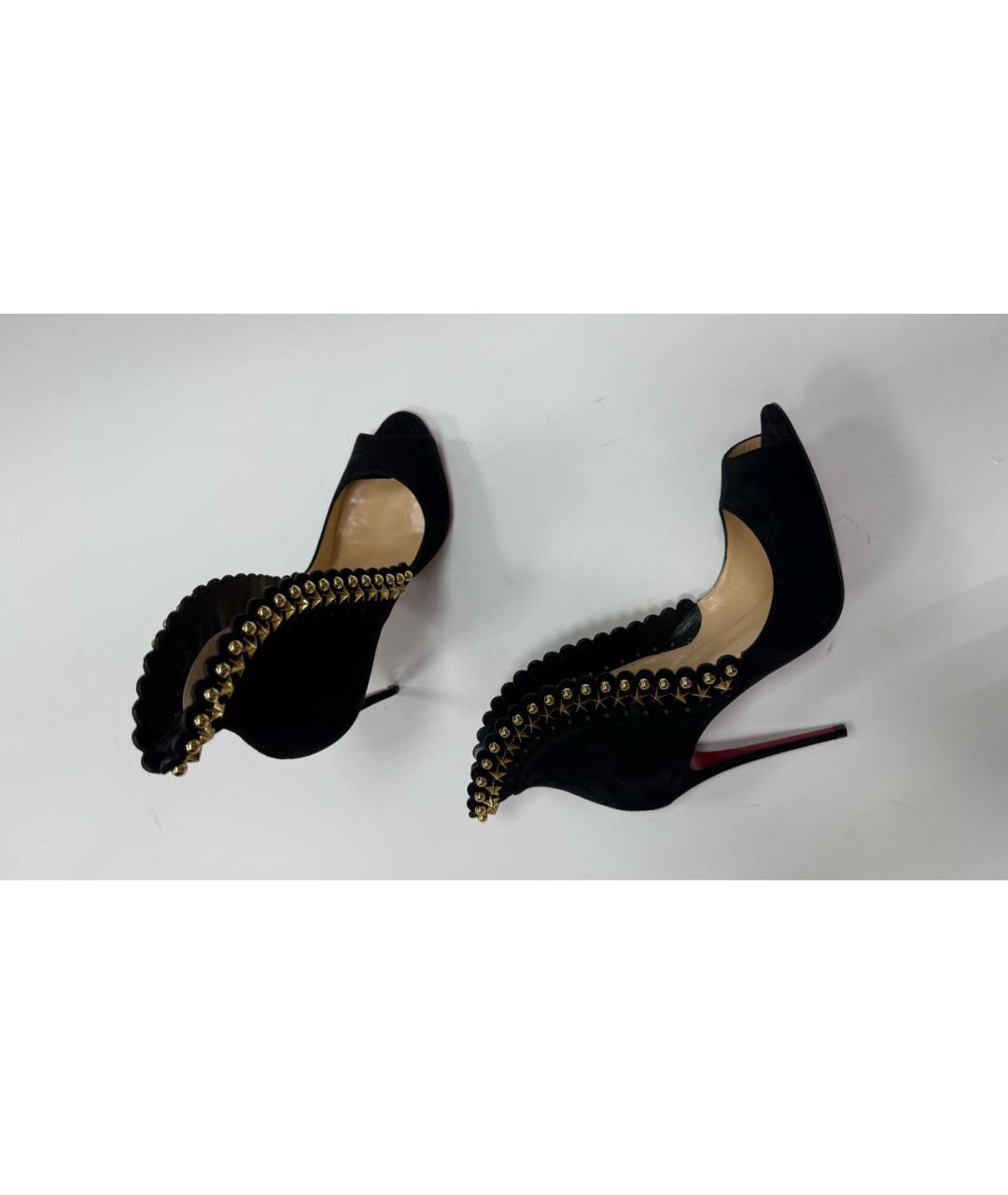CHRISTIAN LOUBOUTIN Черные замшевые босоножки, фото 6
