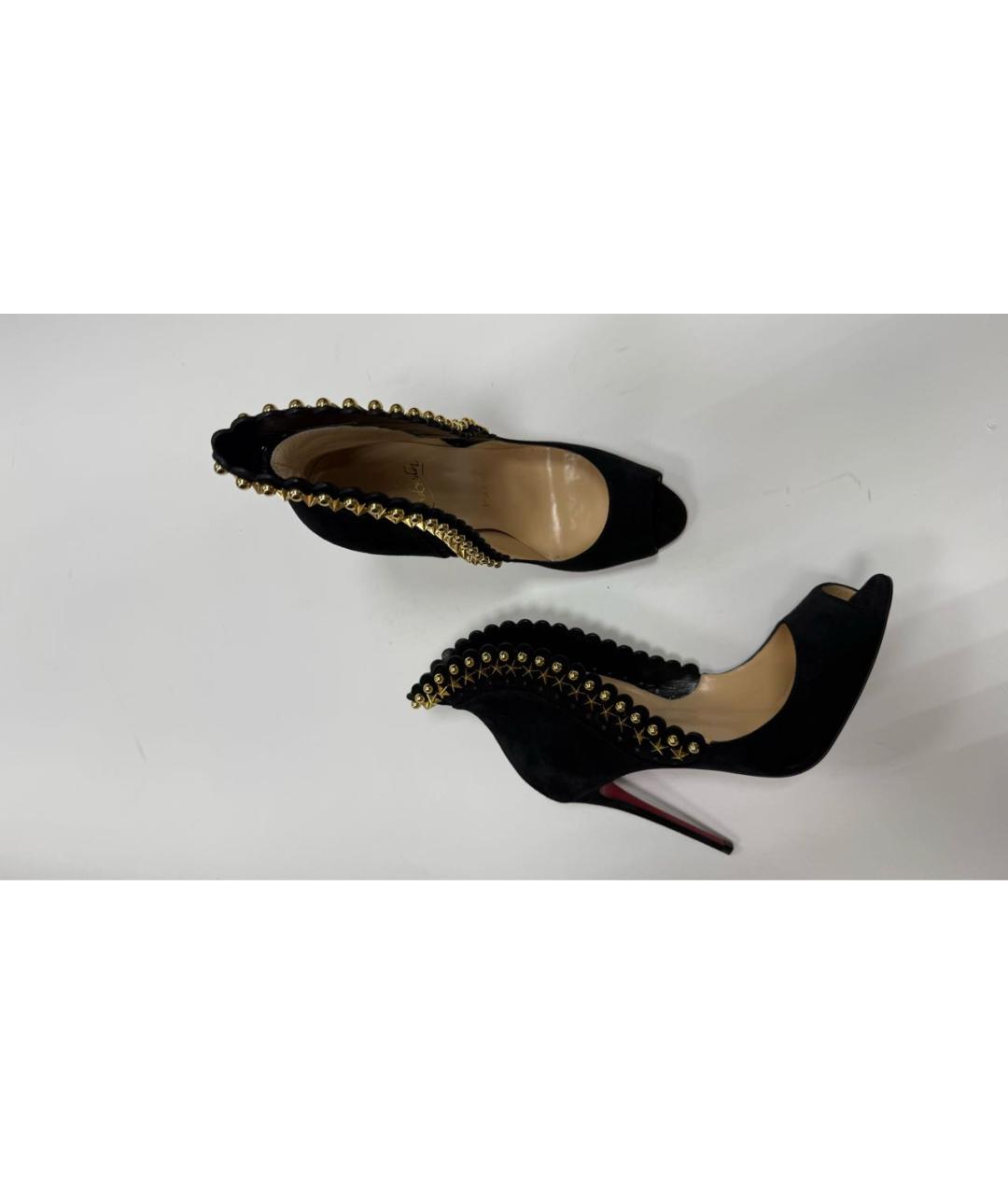 CHRISTIAN LOUBOUTIN Черные замшевые босоножки, фото 4