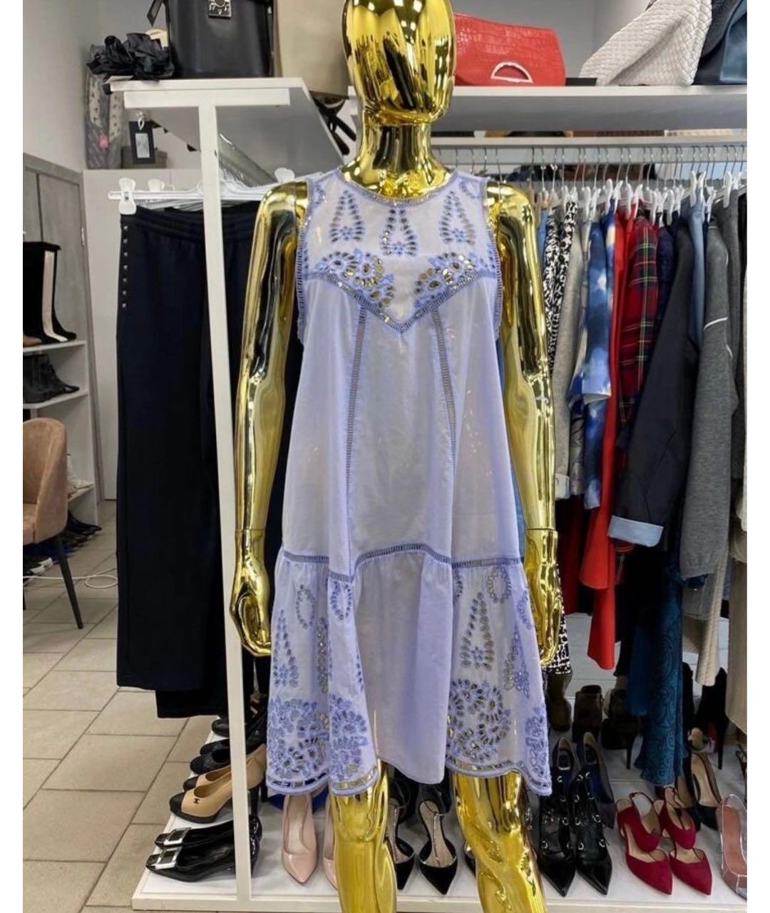 ERMANNO SCERVINO Голубое хлопковое повседневное платье, фото 5