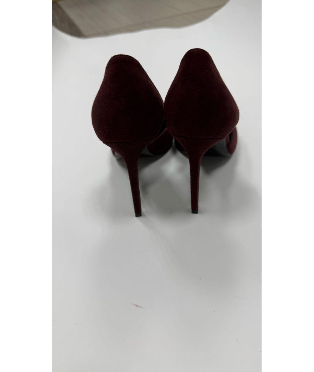 SAINT LAURENT Бордовые замшевые туфли, фото 4