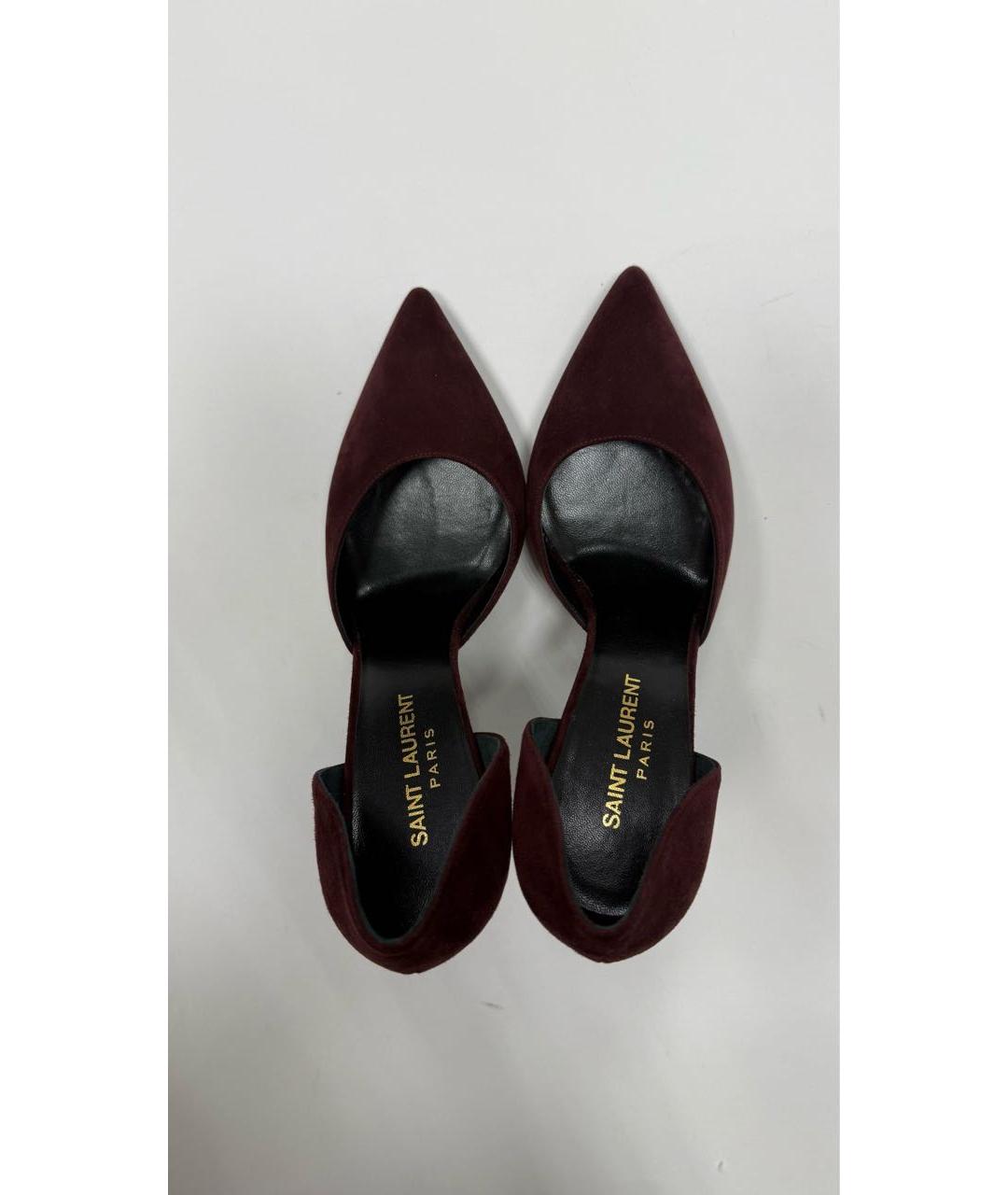 SAINT LAURENT Бордовые замшевые туфли, фото 3