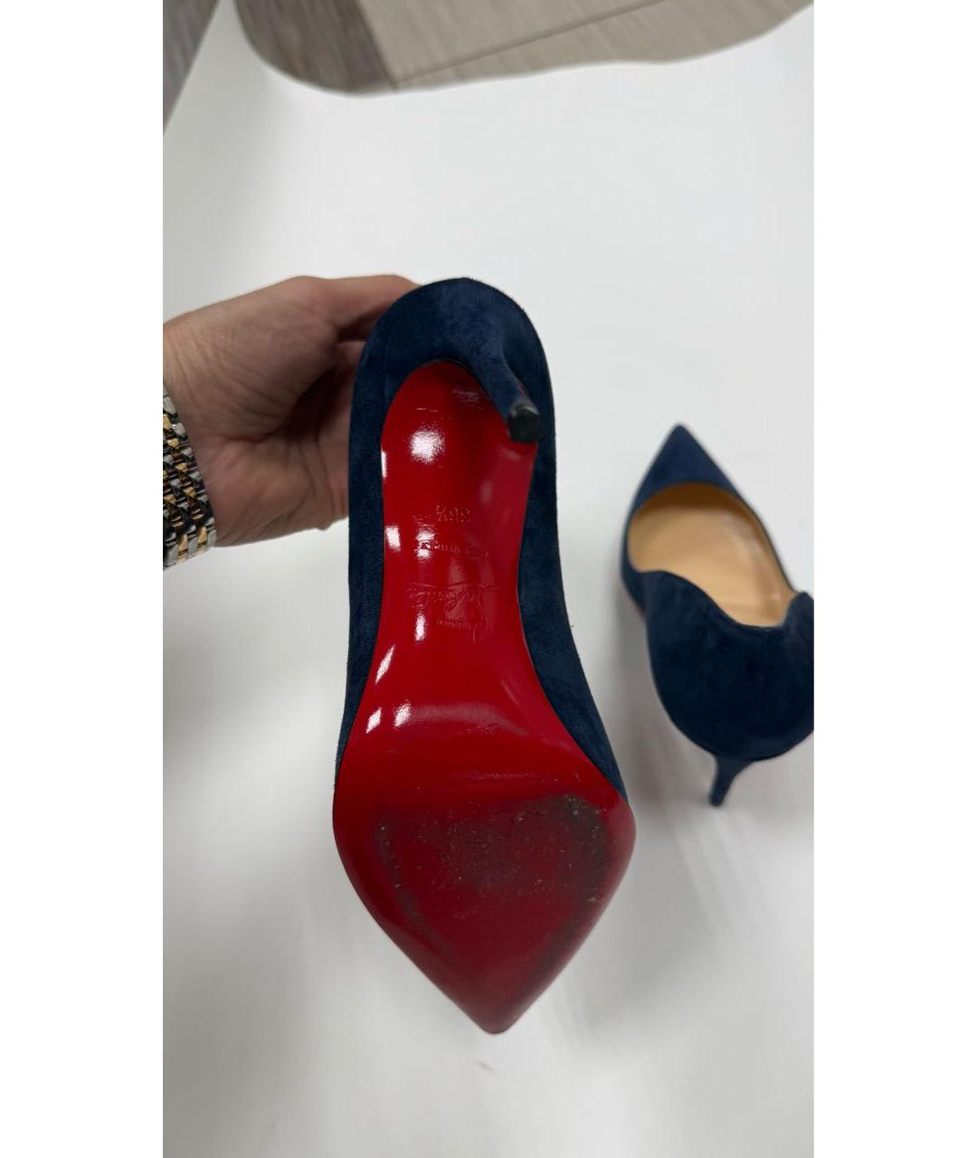 CHRISTIAN LOUBOUTIN Темно-синие замшевые туфли, фото 5