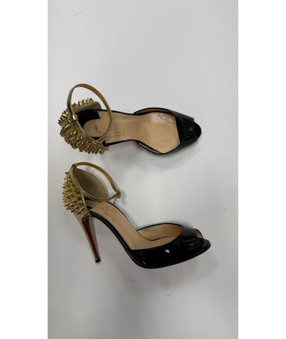 CHRISTIAN LOUBOUTIN Черные босоножки из лакированной кожи, фото 7