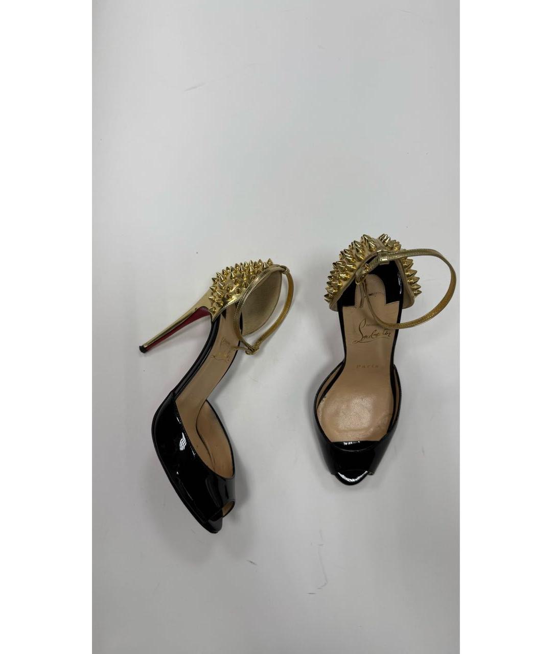 CHRISTIAN LOUBOUTIN Черные босоножки из лакированной кожи, фото 3
