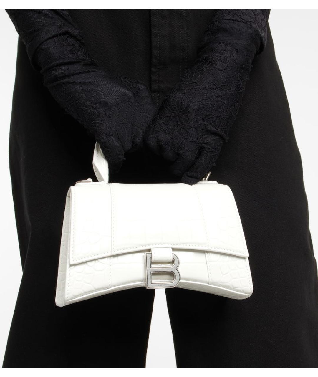 BALENCIAGA Белая кожаная сумка с короткими ручками, фото 4