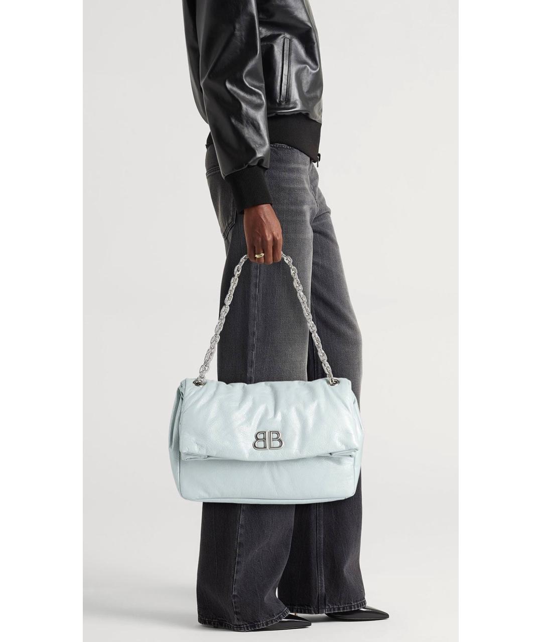 BALENCIAGA Голубая кожаная сумка через плечо, фото 3
