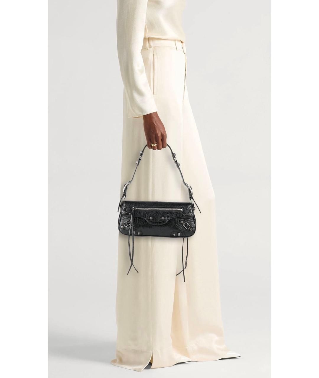 BALENCIAGA Черная кожаная сумка через плечо, фото 3