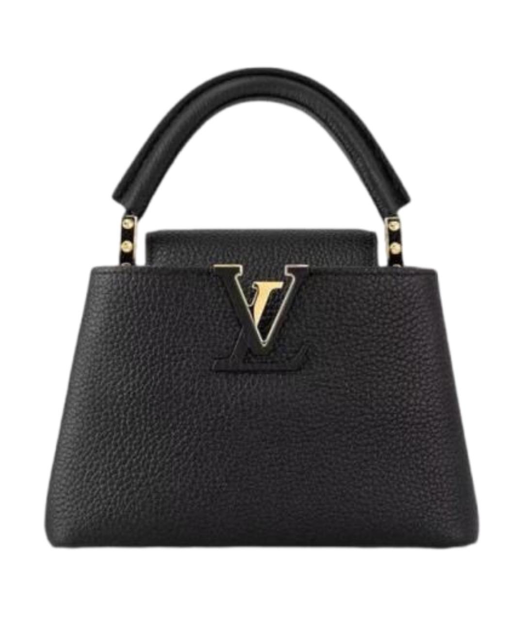 LOUIS VUITTON Черная кожаная сумка с короткими ручками, фото 1