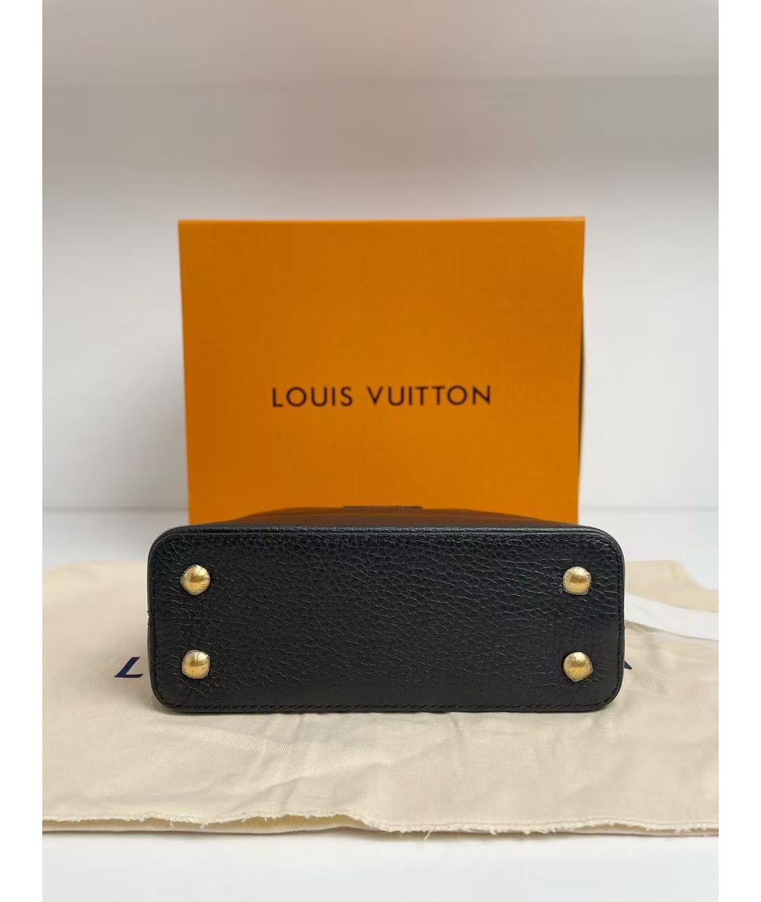 LOUIS VUITTON Черная кожаная сумка с короткими ручками, фото 5
