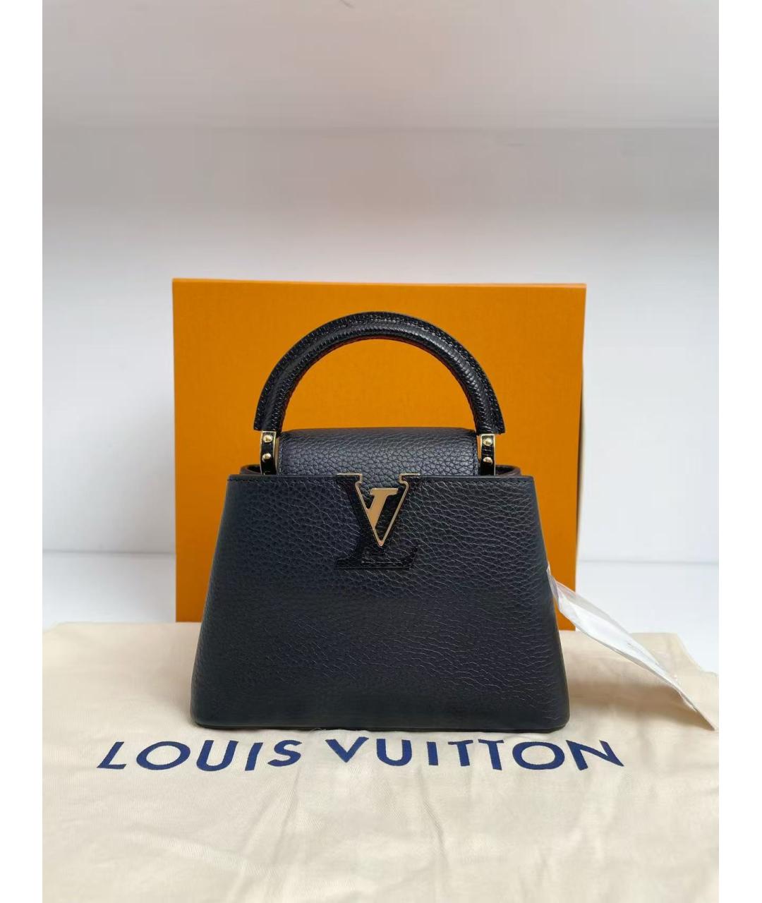 LOUIS VUITTON Черная кожаная сумка с короткими ручками, фото 3