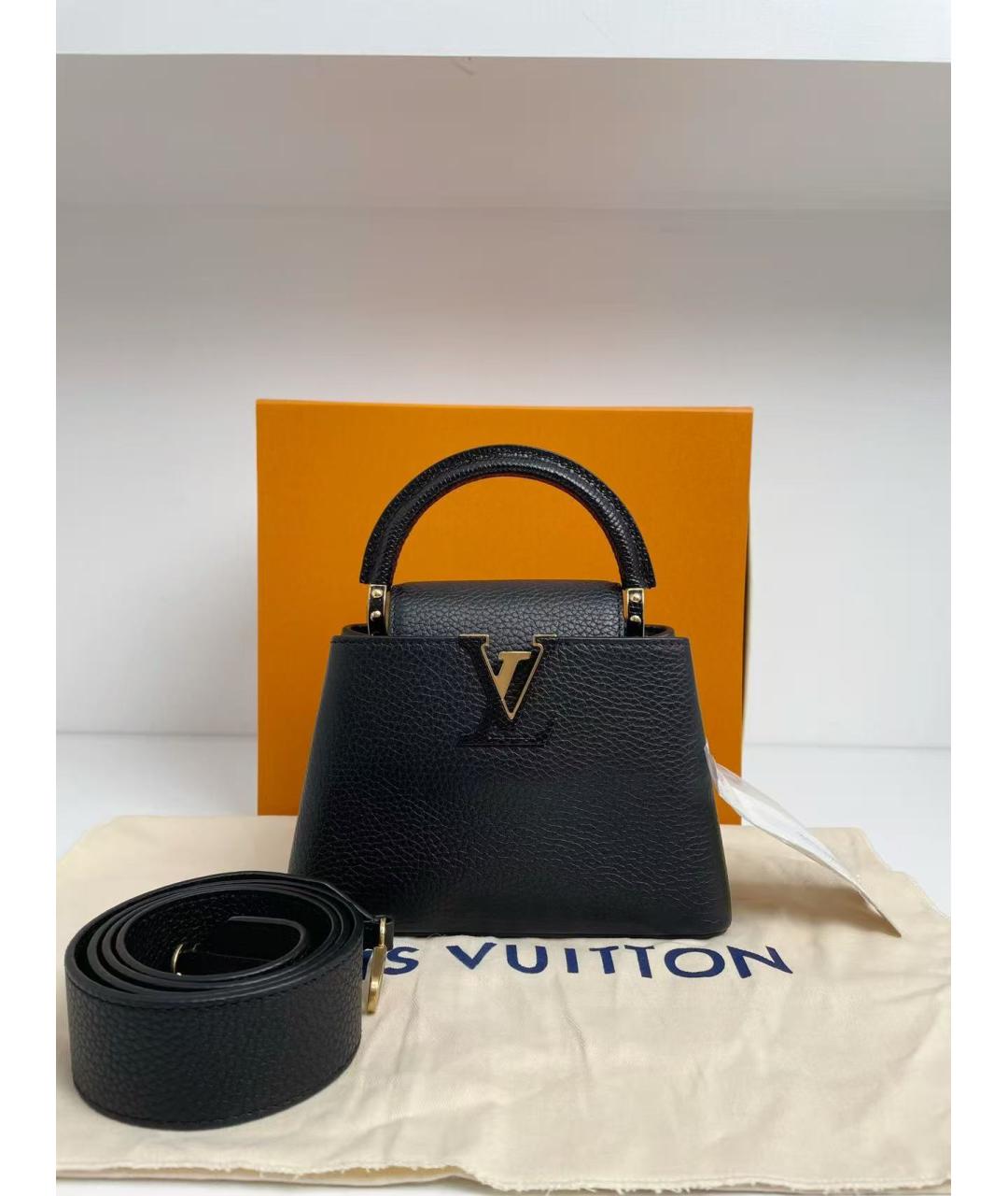 LOUIS VUITTON Черная кожаная сумка с короткими ручками, фото 2