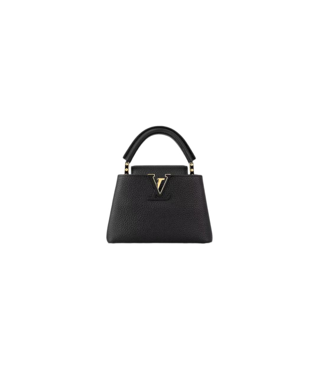LOUIS VUITTON Черная кожаная сумка с короткими ручками, фото 7