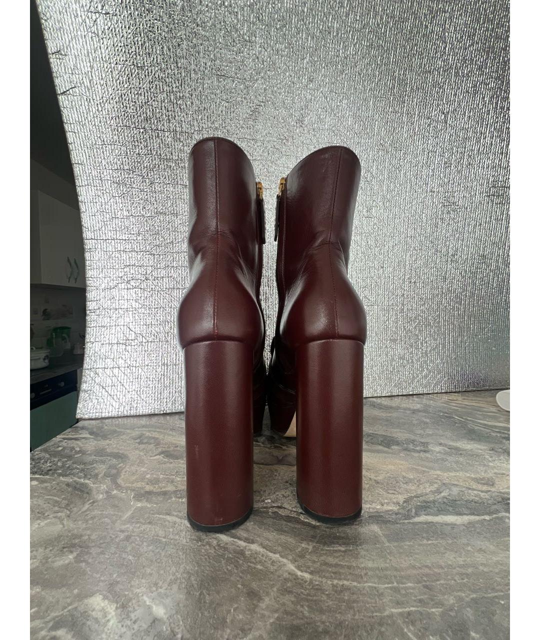 GUCCI Бордовые кожаные ботильоны, фото 4