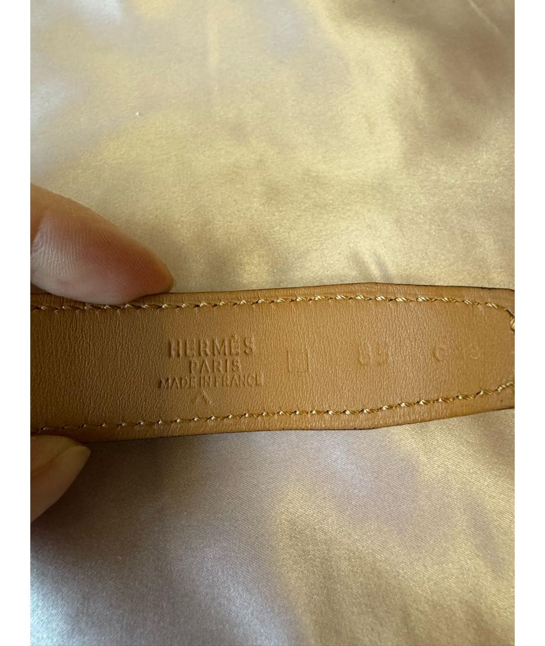 HERMES Коричневый ремень из экзотической кожи, фото 4