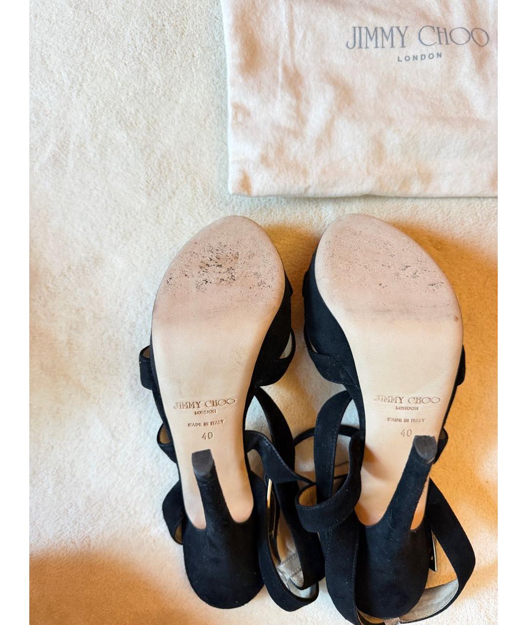 JIMMY CHOO Черные замшевые босоножки, фото 4