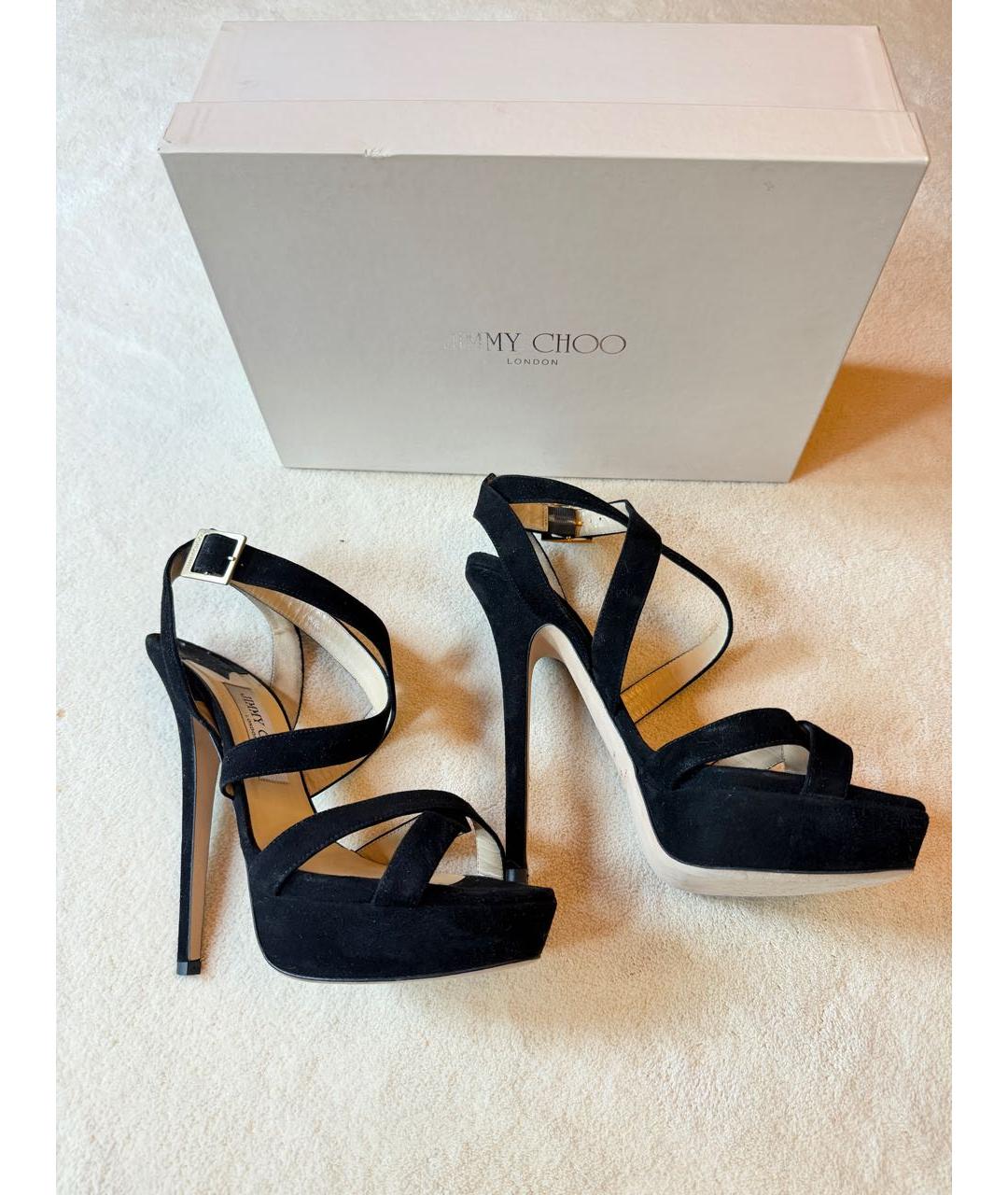 JIMMY CHOO Черные замшевые босоножки, фото 2